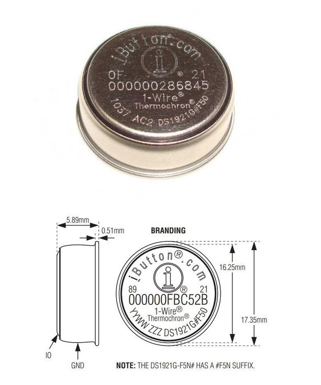 Thermochron® iButton®DS1921G-F5 Enregistreur De Température